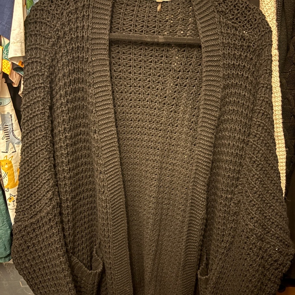 Miracle Black Knit Cardigan Sweater